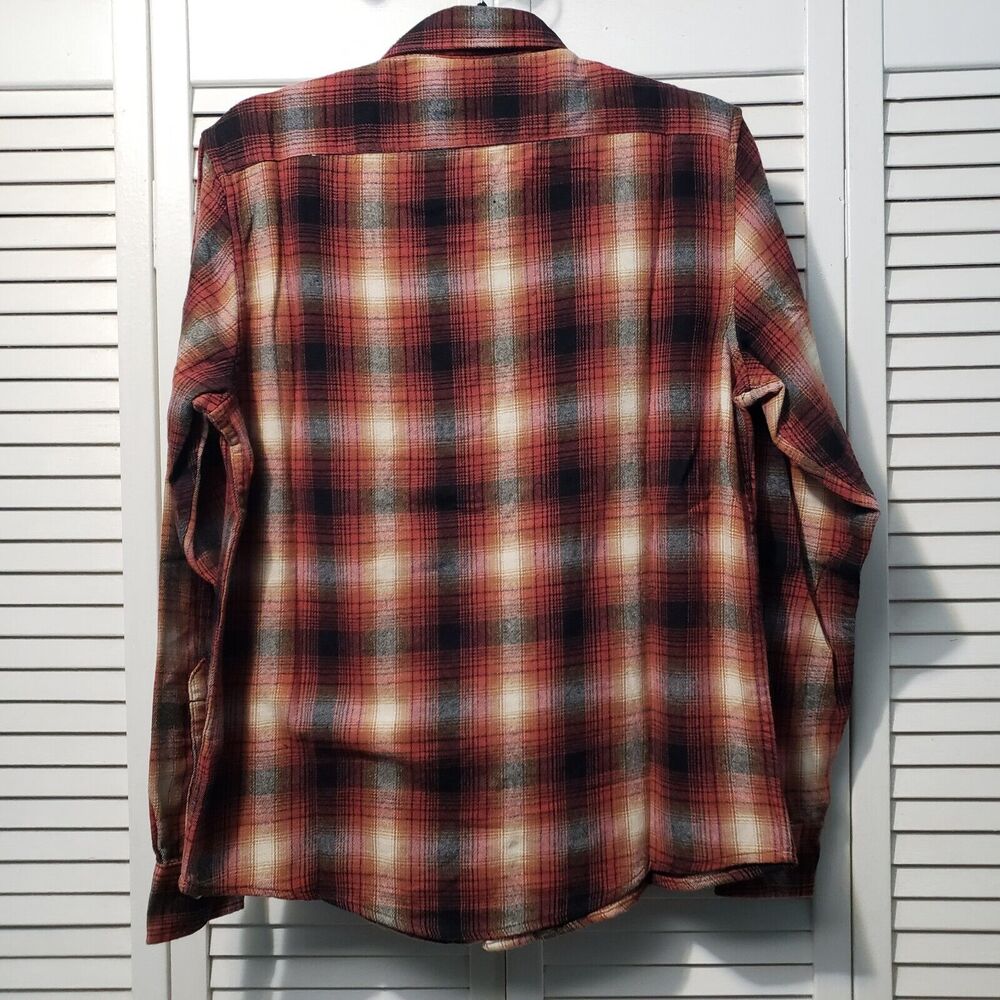 Tailor Vintage Flannel Button Down Shirt Men's Small Maple Lodge Plaid Stretch - Picture 4 of 9